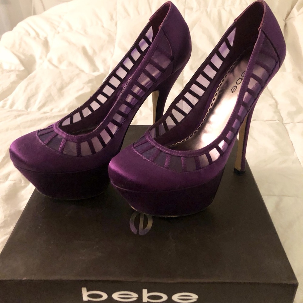 Euc Bebe Sofia Satin Platform Heels - image 1